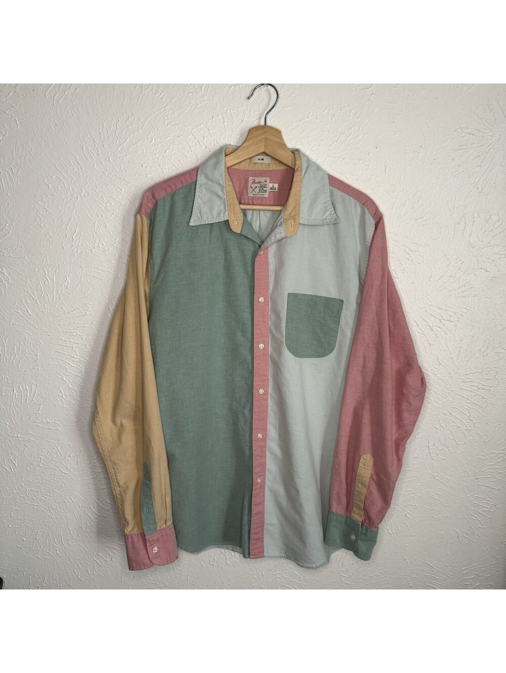 Vintage J. Crew The Broken In Oxford Colorful Cotton Long Sleeve Shirt Size L